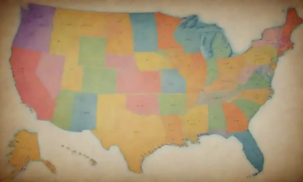Map of the United States with highlighted states and legal symbols illustrating personal injury laws.